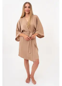 Morgenmantel aus Crinkle-Seide CREME FOLD 7205/050 (creamy beige)