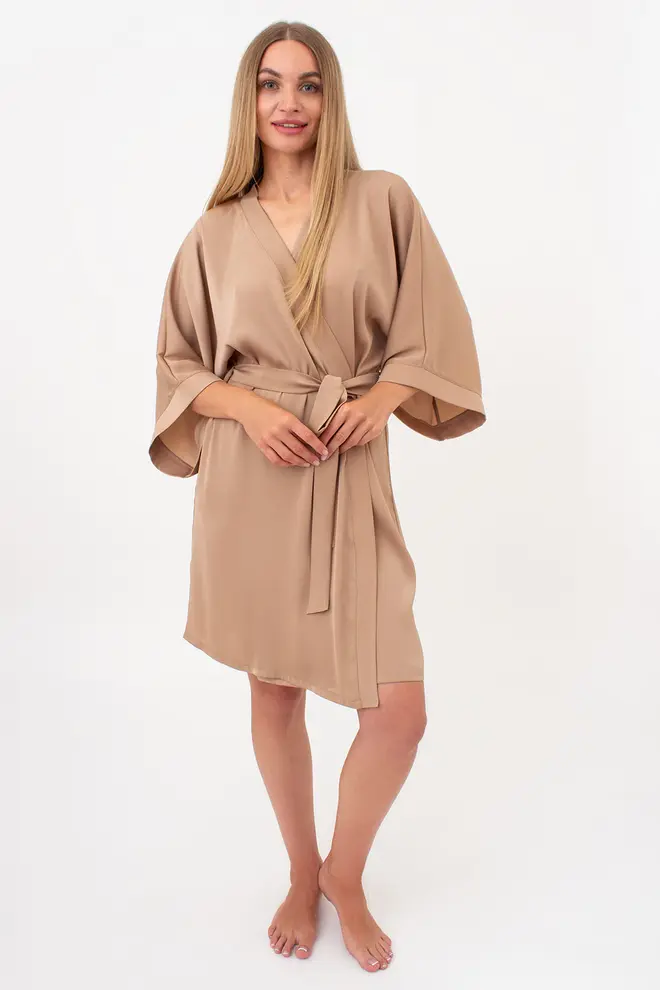 Morgenmantel aus Crinkle-Seide CREME FOLD 7205/050 (creamy beige)