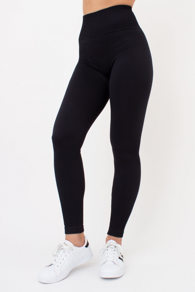 Gerippte Push-up-Leggings LEGGINGS RIB (black)