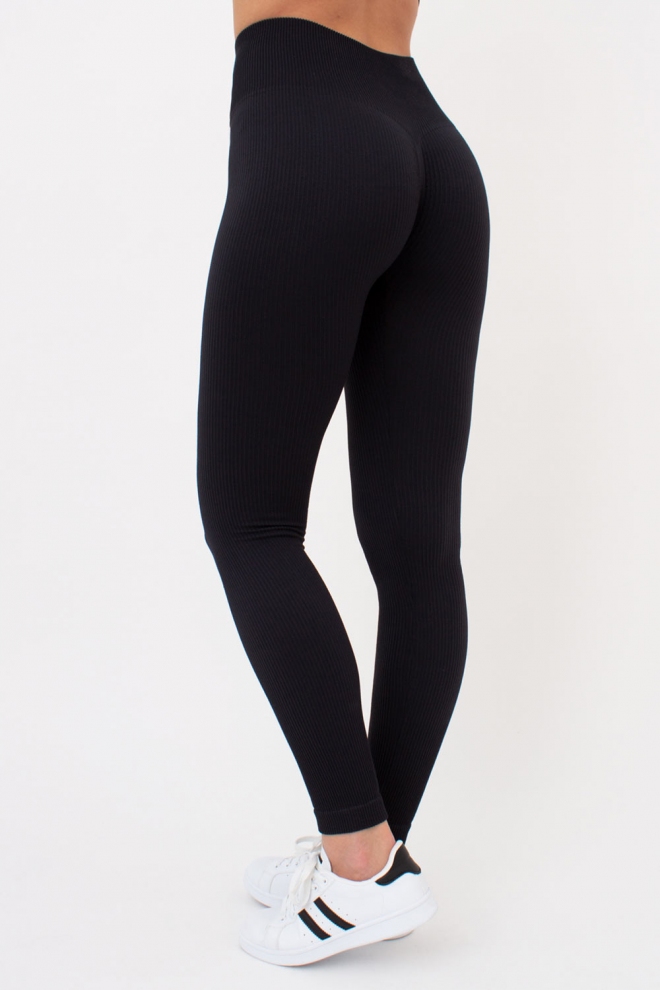 Gerippte Push-up-Leggings LEGGINGS RIB (black)