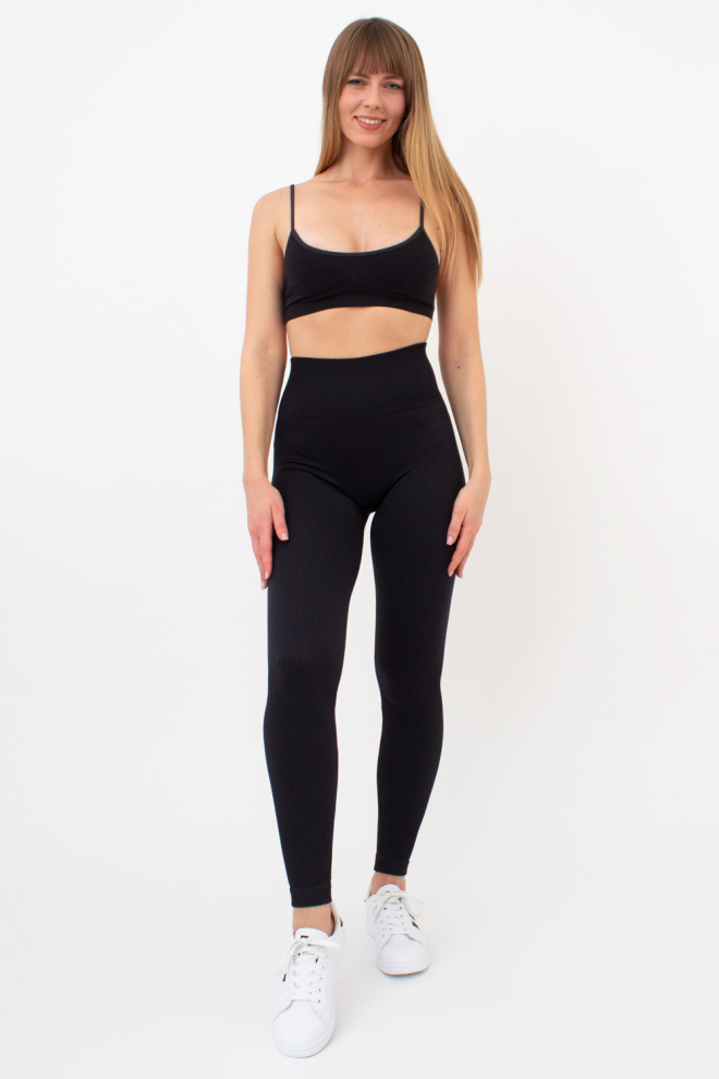 Gerippte Push-up-Leggings LEGGINGS RIB (black) Gerippte Push-up-Leggings LEGGINGS RIB (black)