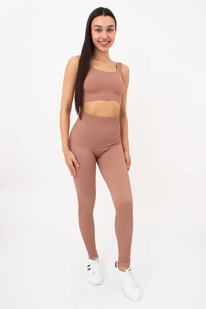 Ribbed Push-up Leggings LEGGINGS RIB (mokko)