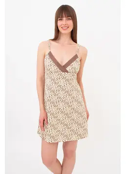 Cotton Nightslip WHISPER HEARTS 8020/010 (pale yellow/brown hearts)