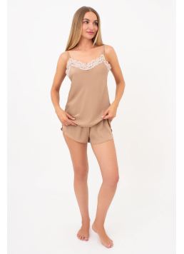 Pyjama aus Crinkle-Kunstseide CREME FOLD 6025/051 (creamy beige)