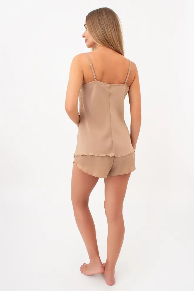 Pyjama aus Crinkle-Kunstseide CREME FOLD 6025/051 (creamy beige)