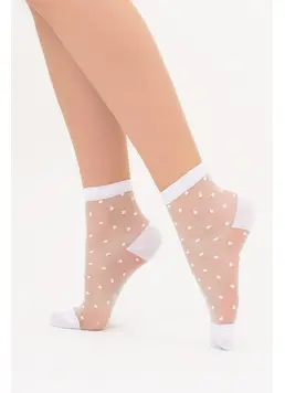 Transparent women’s socks with polka dots WS2 CRISTAL 077 (bianco)