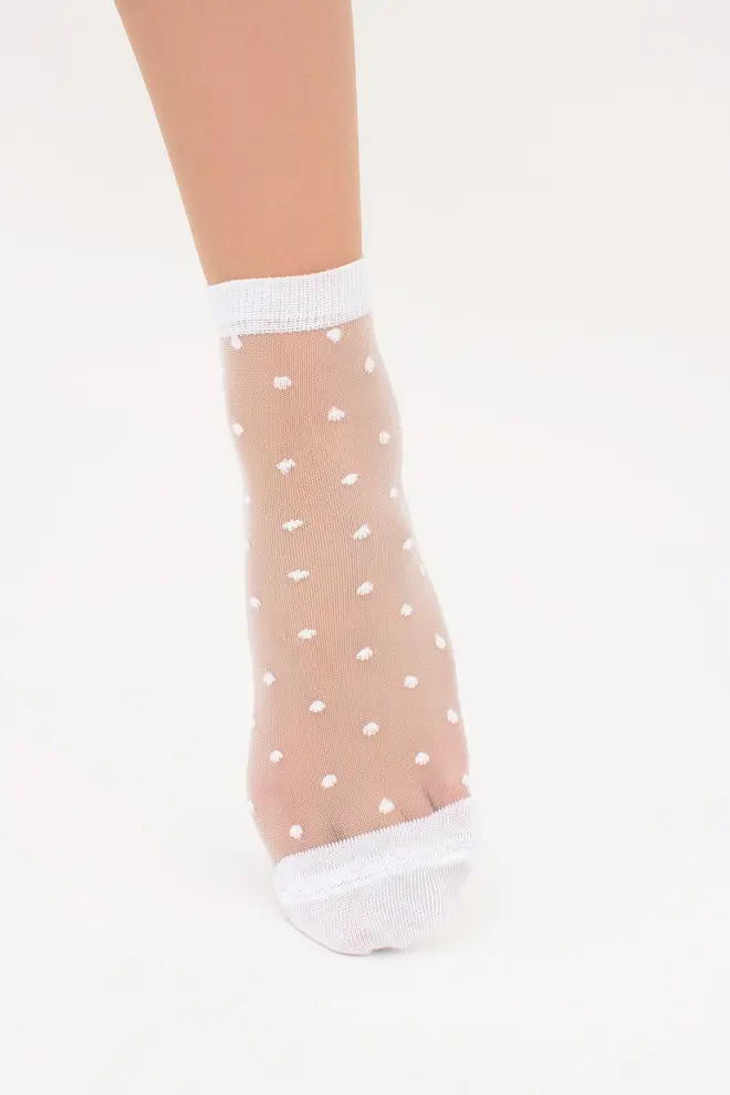 Transparent women’s socks with polka dots WS2 CRISTAL 077 (bianco)