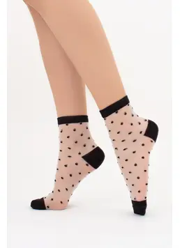 Transparente Damen-Socken mit Tupfen WS2 CRISTAL 077 (nero)