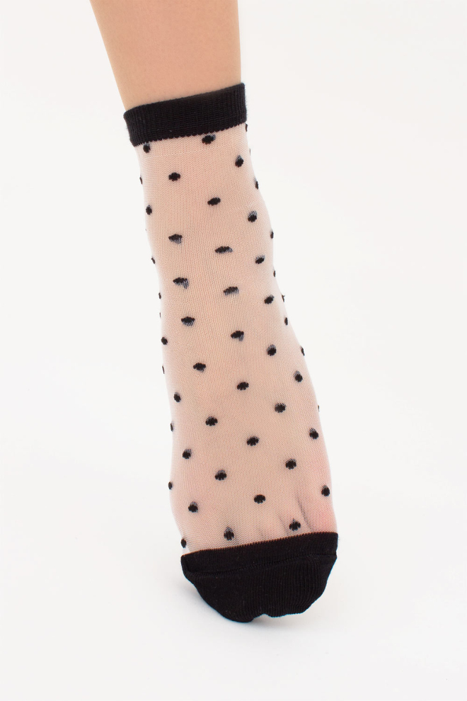 Transparent women’s socks with polka dots WS2 CRISTAL 077 (nero)