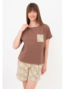 Cotton Pyjamas WHISPER HEARTS 6127/010 (pale yellow/brown hearts/mokko)