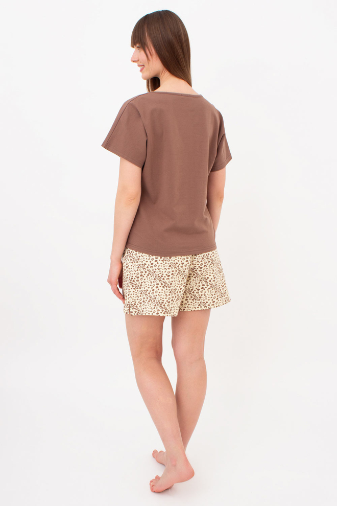 Pyjama aus Baumwolle WHISPER HEARTS 6127/010 (pale yellow/brown hearts/mokko)