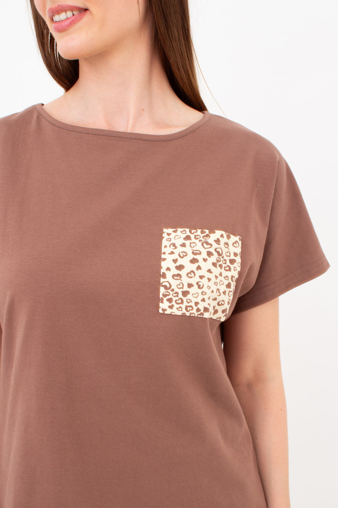 Pyjama aus Baumwolle WHISPER HEARTS 6127/010 (pale yellow/brown hearts/mokko)
