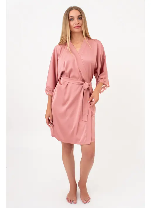 Kurzer Morgenmantel aus Seide und Spitze HELENA 7212/051 (antique rose) Kurzer Morgenmantel aus Seide und Spitze HELENA 7212/051 (antique rose)