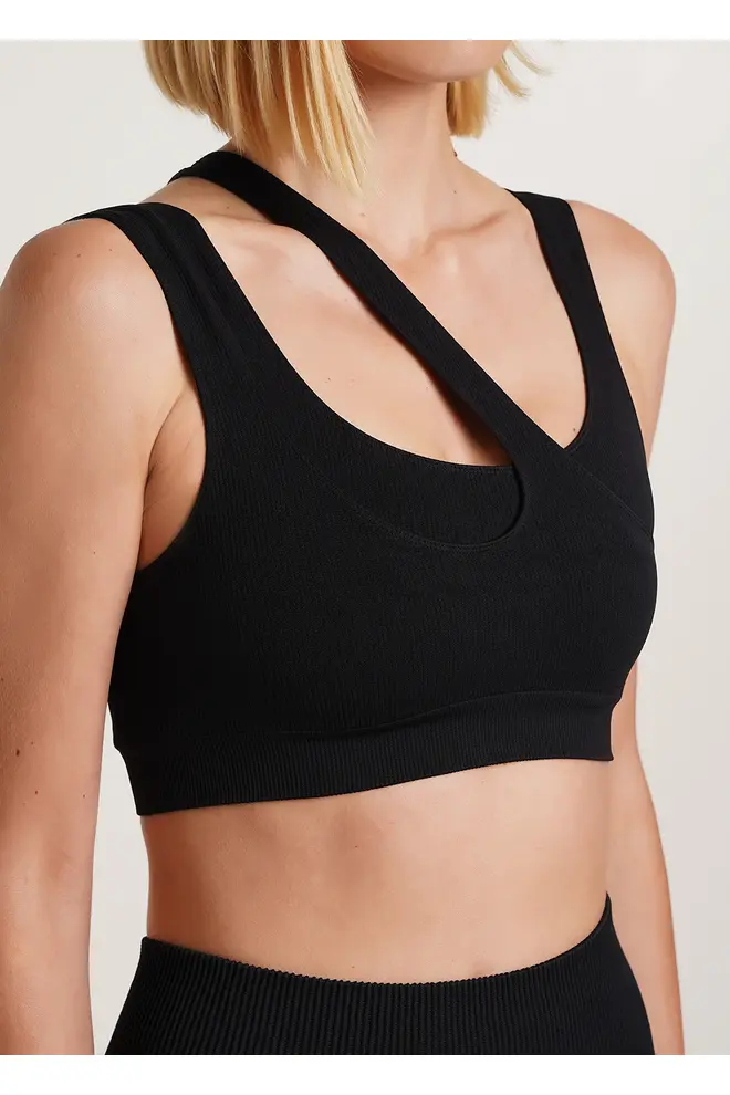 Seamless Top With Asymmetric Straps IND TOP RIB (black)