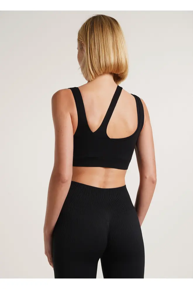 Seamless Top With Asymmetric Straps IND TOP RIB (black)