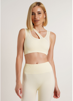 Seamless Top With Asymmetric Straps IND TOP RIB (milk)