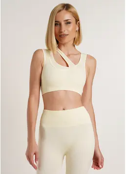Nahtloses Top mit asymmetrischen Trägern IND TOP RIB (milk)