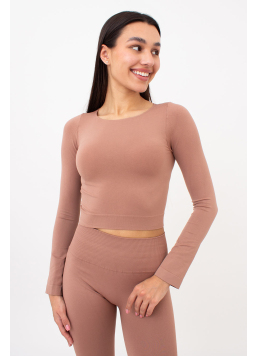 Short Top with Long Sleeves CROP TOP (mokko)
