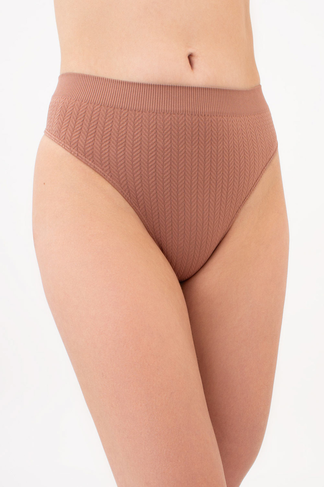 Thong briefs with textured braid pattern STRING BRIEFS BRAID (mokko)