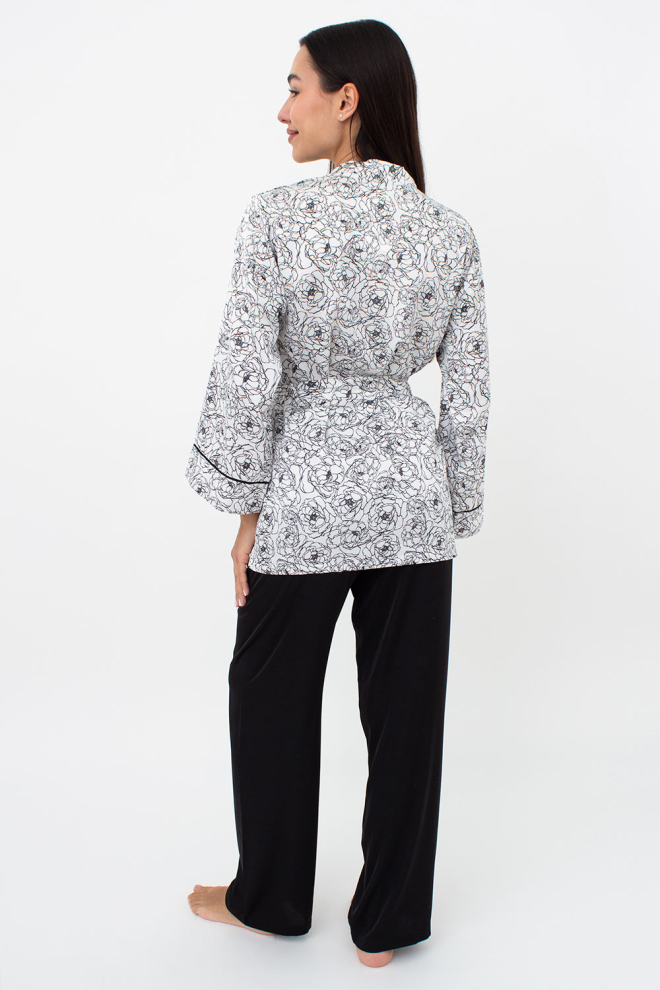 Pyjama mit langer Hose BLOSSOM VEIL 5604/050 (peony sketch white/black) Pyjama mit langer Hose BLOSSOM VEIL 5604/050 (peony sketch white/black)