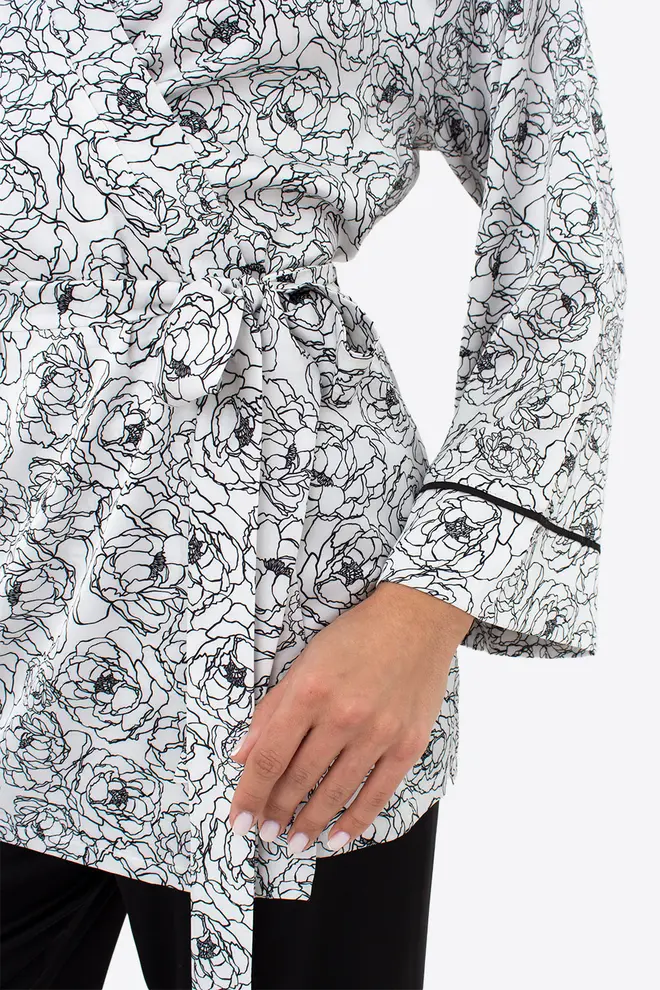 Pyjama mit langer Hose BLOSSOM VEIL 5604/050 (peony sketch white/black)