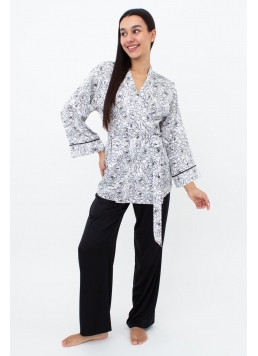Pyjama mit langer Hose BLOSSOM VEIL 5604/050 (peony sketch white/black)